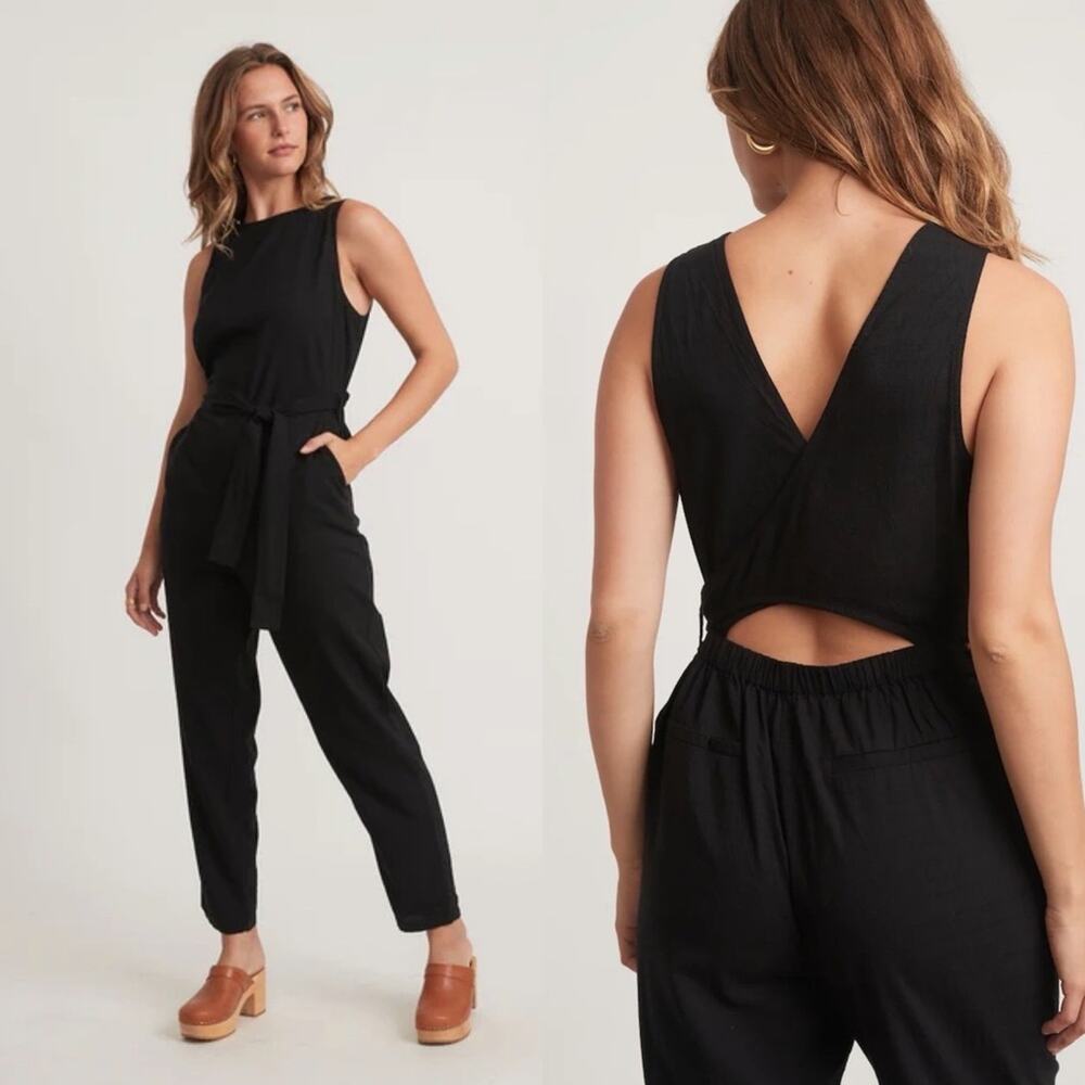 Marine Layer Black Eloise Belted Jumpsuit Womens Size S